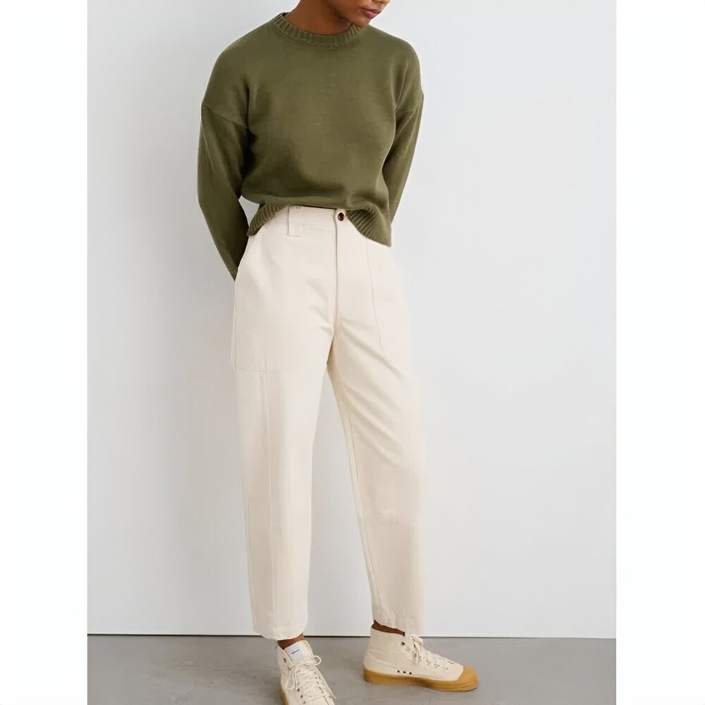 Alex Mill Phoebe Pant In Recycled Denim - Ivory White Painter - Size 2 / XS